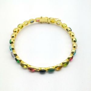 14K Yellow Gold Over 925 Sterling Silver Multi GEM